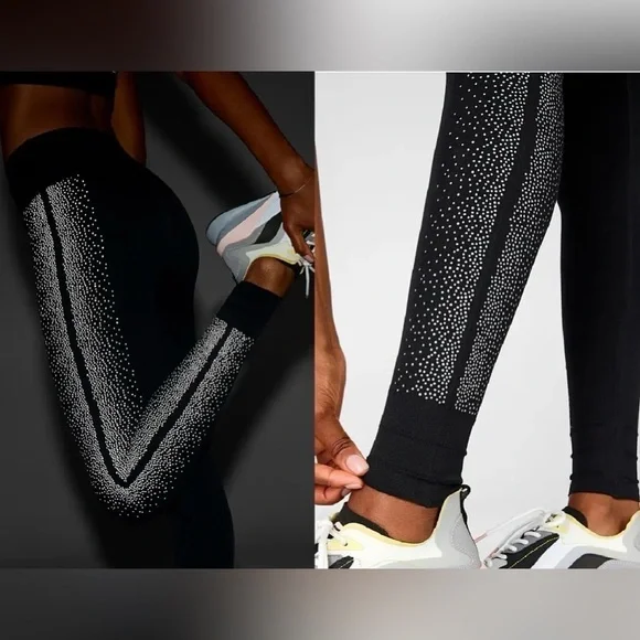 Reflective Legging Fabletics High-Waisted Sculptknit Black Silver Size Small - Picture 5 of 17